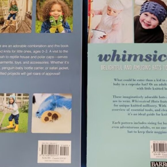 Lot of 2 Children's Outfits Knitting Books Animal Knits & Whimsical Hats - Picture 2 of 2